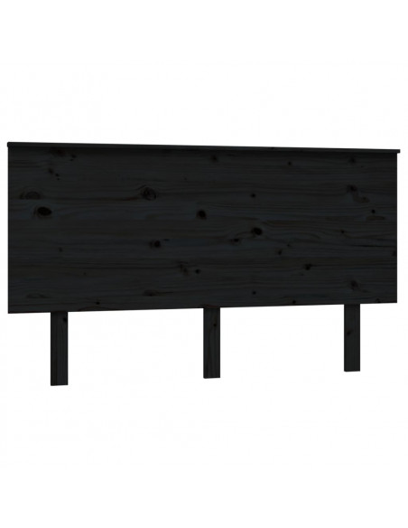 Testiera per Letto Nera 144x6x82,5 cm in Legno Massello di Pino