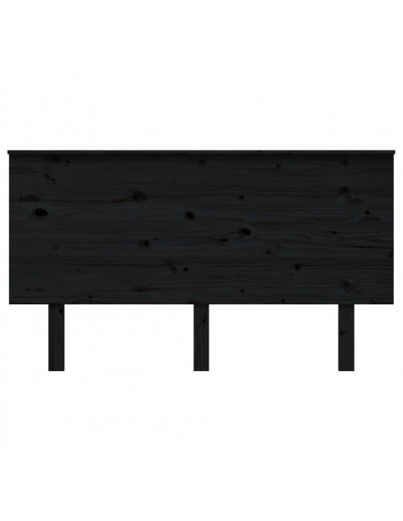 Testiera per Letto Nera 144x6x82,5 cm in Legno Massello di Pino