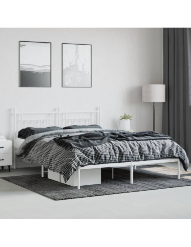 Giroletto con Testiera Metallo Bianco 160x200 cm