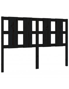 Testiera per Letto Nera 125,5x4x100cm in Legno Massello di Pino 2