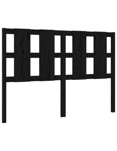 Testiera per Letto Nera 125,5x4x100cm in Legno Massello di Pino