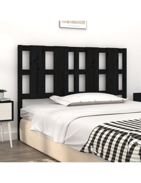 Testiera per Letto Nera 125,5x4x100cm in Legno Massello di Pino