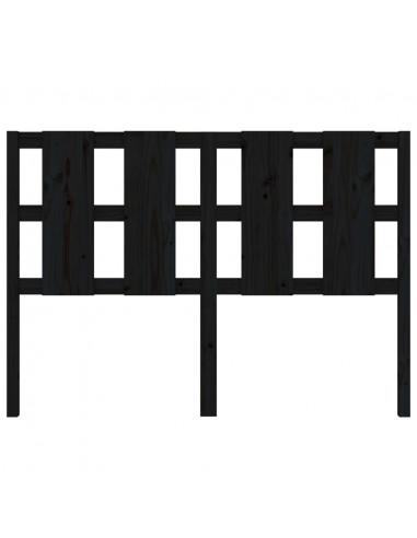 Testiera per Letto Nera 125,5x4x100cm in Legno Massello di Pino