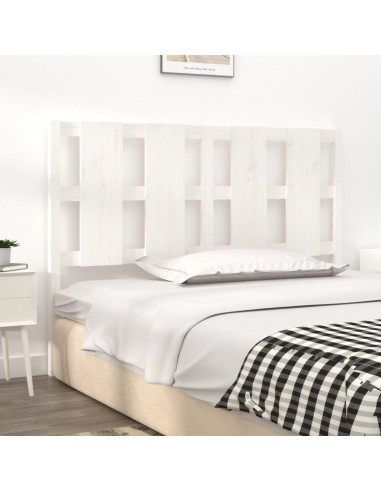 Testiera per Letto Bianca 145,5x4x100 cm Legno Massello di Pino