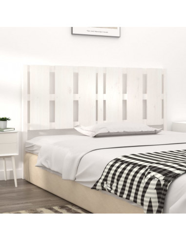 Testiera per Letto Bianca 155,5x4x100 cm Legno Massello di Pino