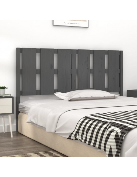 Testiera per Letto Grigia 155,5x4x100 cm Legno Massello di Pino