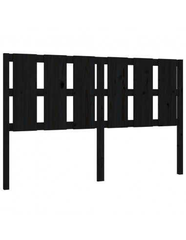 Testiera per Letto Nera 155,5x4x100cm in Legno Massello di Pino