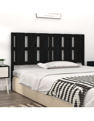 Testiera per Letto Nera 155,5x4x100cm in Legno Massello di Pino