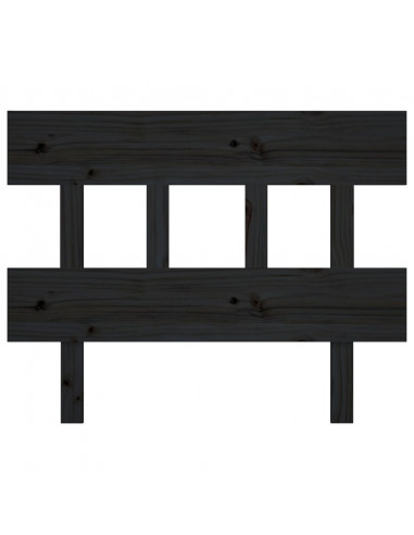 Testiera per Letto Nera 78,5x3x81 cm Legno Massello di Pino