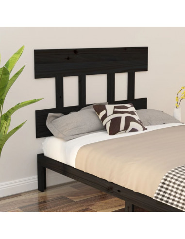 Testiera per Letto Nera 78,5x3x81 cm Legno Massello di Pino