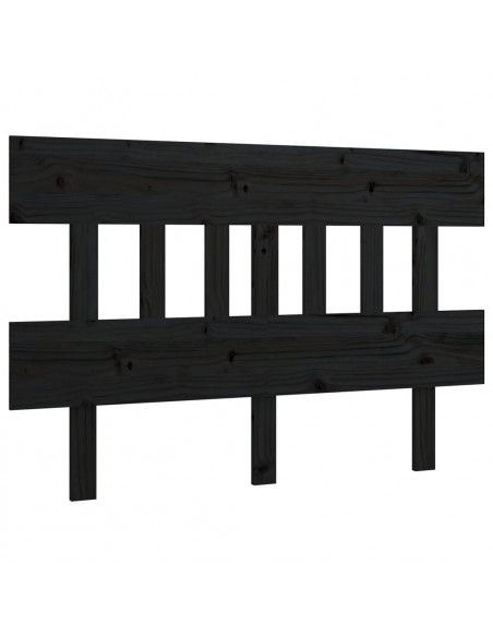 Testiera per Letto Nera 153,5x3x81 cm Legno Massello di Pino