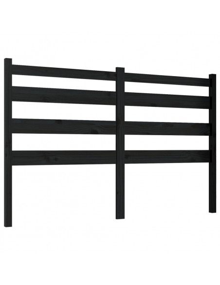 Testiera per Letto Nera 146x4x100 cm in Legno Massello di Pino