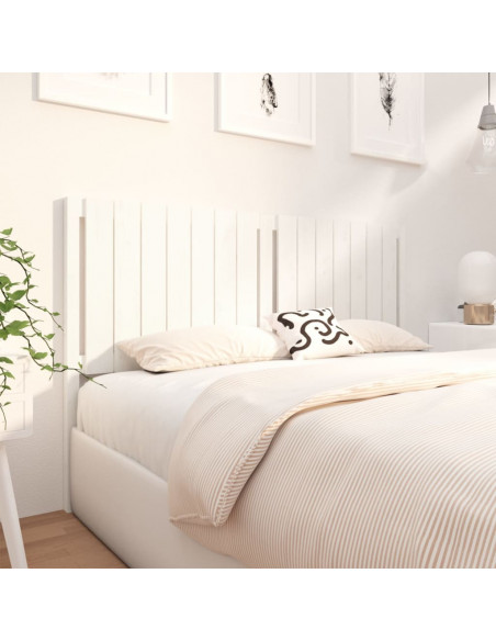 Testiera per Letto Bianca 155,5x4x100 cm Legno Massello di Pino