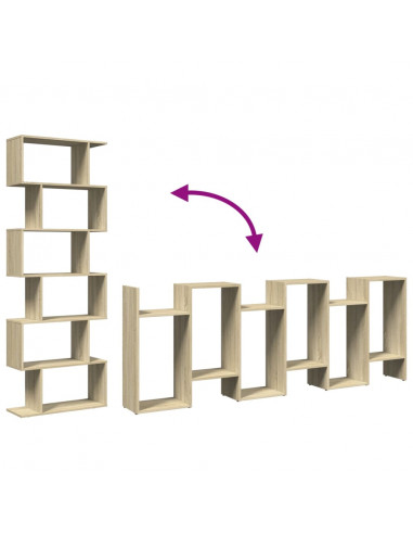 Libreria Divisorio 6 Ripiani Sonoma 70x24x193 cm in Truciolato