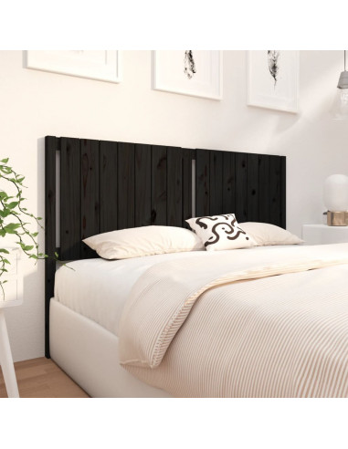 Testiera per Letto Nera 165,5x4x100cm in Legno Massello di Pino