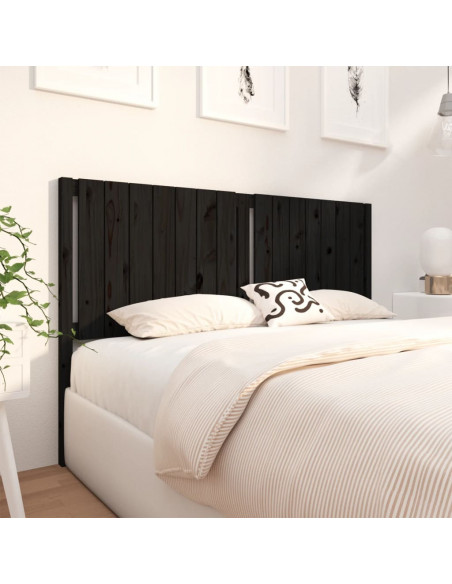 Testiera per Letto Nera 165,5x4x100cm in Legno Massello di Pino