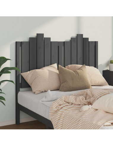 Testiera per Letto Grigia 126x4x110cm in Legno Massello di Pino