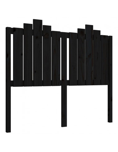 Testiera per Letto Nera 126x4x110 cm in Legno Massello di Pino