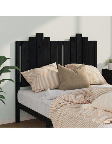 Testiera per Letto Nera 126x4x110 cm in Legno Massello di Pino