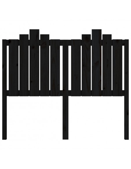 Testiera per Letto Nera 126x4x110 cm in Legno Massello di Pino
