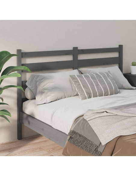 Testiera per Letto Grigia 156x4x100cm in Legno Massello di Pino