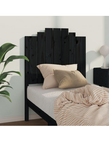 Testiera per Letto Nera 81x4x110 cm in Legno Massello di Pino