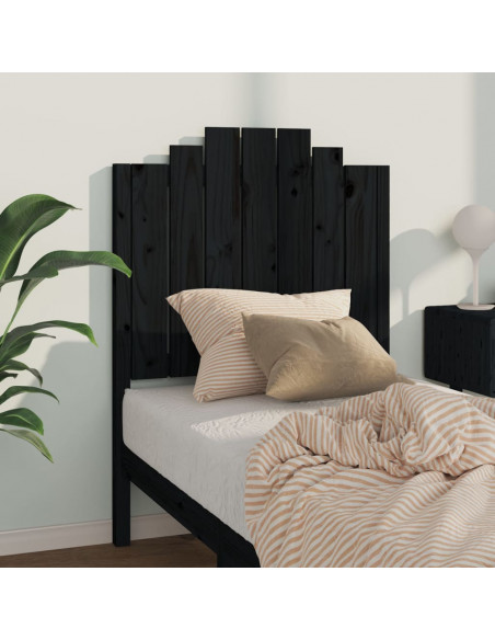 Testiera per Letto Nera 81x4x110 cm in Legno Massello di Pino
