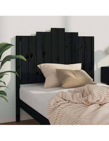 Testiera per Letto Nera 106x4x110 cm in Legno Massello di Pino