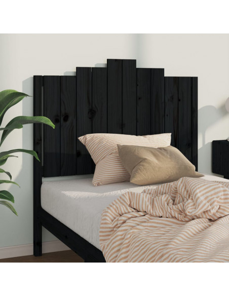 Testiera per Letto Nera 106x4x110 cm in Legno Massello di Pino