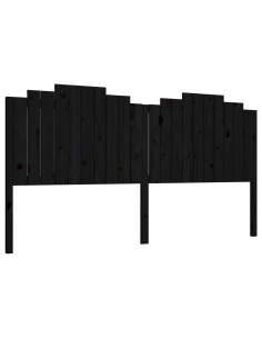 Testiera per Letto Nera 206x4x110 cm in Legno Massello di Pino 2