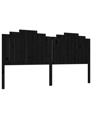 Testiera per Letto Nera 206x4x110 cm in Legno Massello di Pino