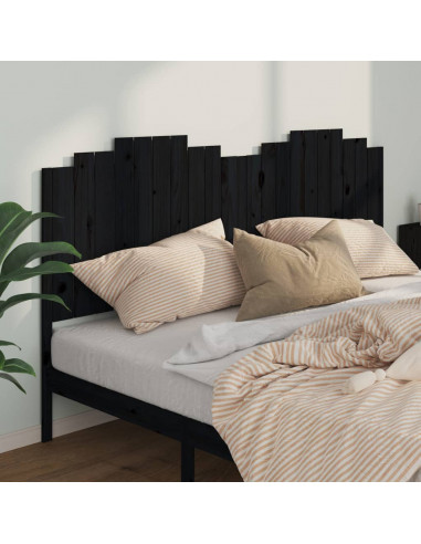 Testiera per Letto Nera 206x4x110 cm in Legno Massello di Pino