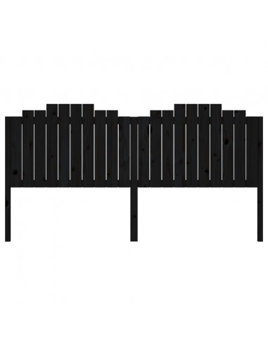 Testiera per Letto Nera 206x4x110 cm in Legno Massello di Pino