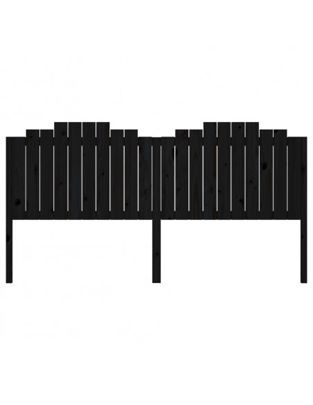 Testiera per Letto Nera 206x4x110 cm in Legno Massello di Pino