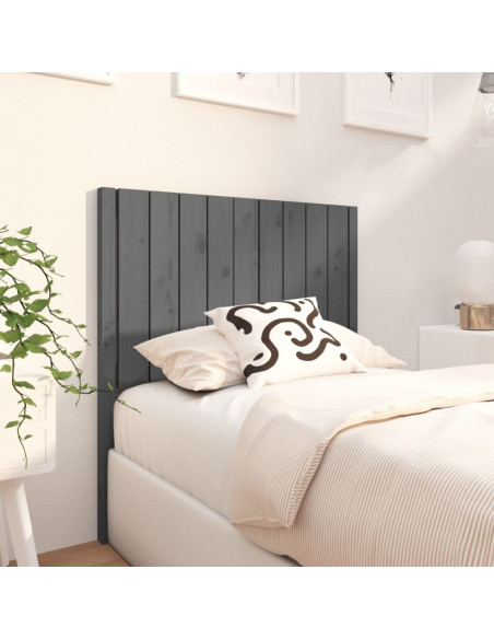 Testiera per Letto Grigia 95,5x4x100 cm Legno Massello di Pino