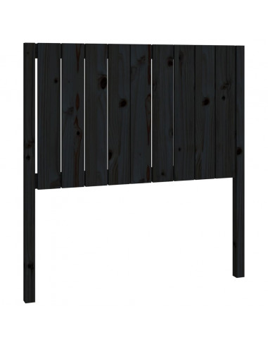 Testiera per Letto Nera 95,5x4x100 cm in Legno Massello di Pino