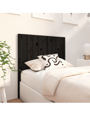 Testiera per Letto Nera 95,5x4x100 cm in Legno Massello di Pino