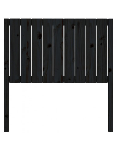 Testiera per Letto Nera 95,5x4x100 cm in Legno Massello di Pino