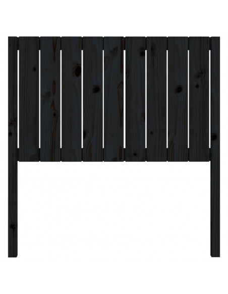 Testiera per Letto Nera 95,5x4x100 cm in Legno Massello di Pino