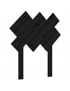 Testiera per Letto Nera 72,5x3x81 cm in Legno Massello di Pino 2