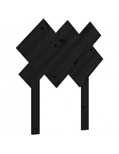 Testiera per Letto Nera 72,5x3x81 cm in Legno Massello di Pino