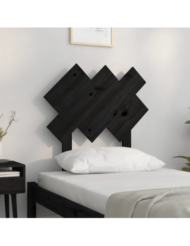 Testiera per Letto Nera 72,5x3x81 cm in Legno Massello di Pino