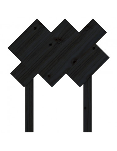 Testiera per Letto Nera 72,5x3x81 cm in Legno Massello di Pino