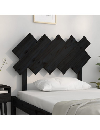 Testiera per Letto Nera 104x3x80,5 cm in Legno Massello di Pino