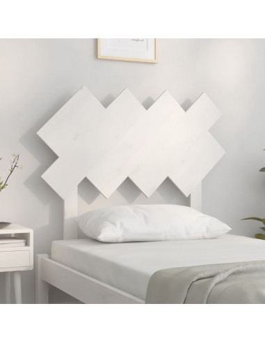 Testiera per Letto Bianca 92x3x81 cm in Legno Massello di Pino