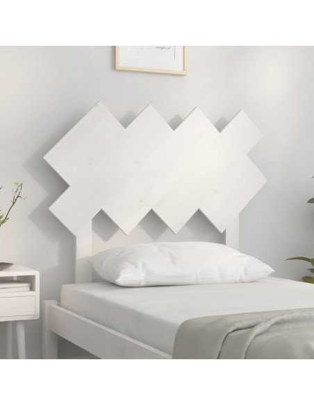 Testiera per Letto Bianca 92x3x81 cm in Legno Massello di Pino