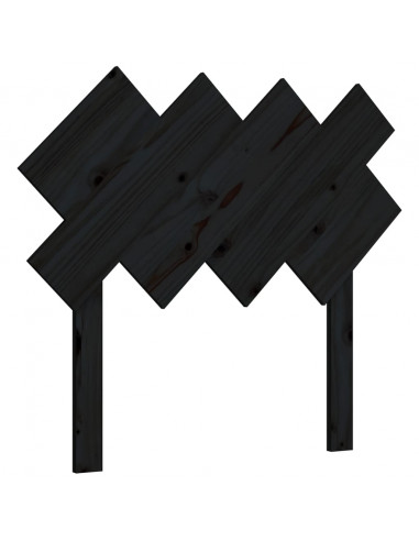 Testiera per Letto Nera 92x3x81 cm in Legno Massello di Pino