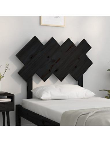 Testiera per Letto Nera 92x3x81 cm in Legno Massello di Pino