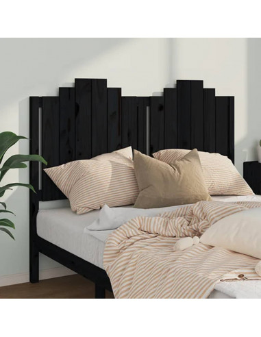 Testiera per Letto Nera 146x4x110 cm Legno Massello di Pino