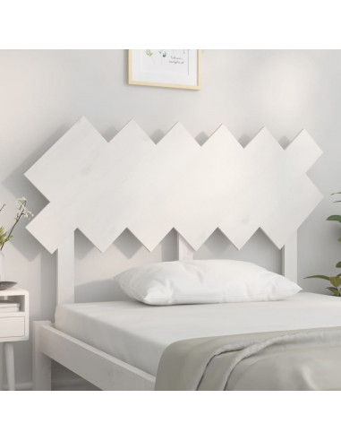 Testiera per Letto Bianca 122,5x3x80,5cm Legno Massello di Pino